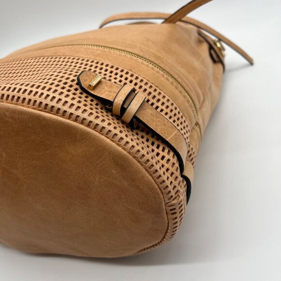 She + Lo Tan Perforated Drawstring Hobo Bag - Picture 9 of 10